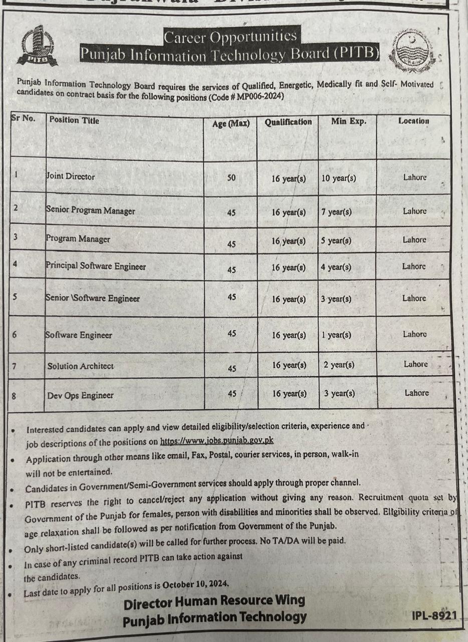 Software Engineer (IT)  Latest Jobs September 2024  